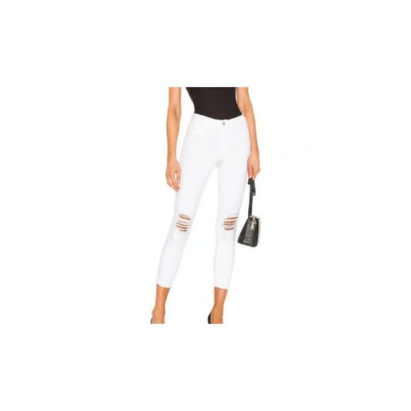 L'AGENCE Denim - L’AGENCE White Distressed High Line Skinny High Rise Jeans